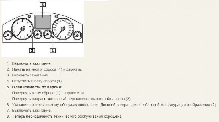 Сброс сервисного интервала пассат б5 без компьютера